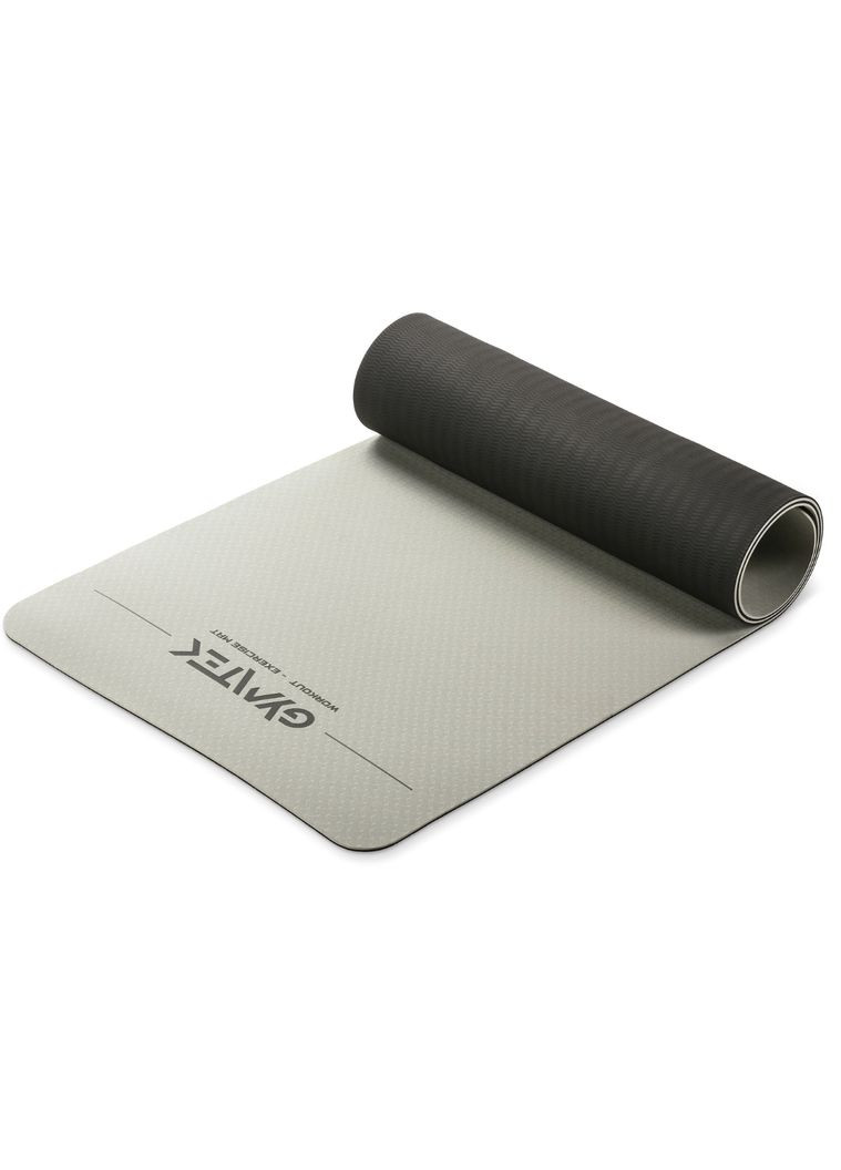 Коврик (мат) для фитнеса и йоги Premium TPE 0,6см серо-черный Gymtek (361952218)