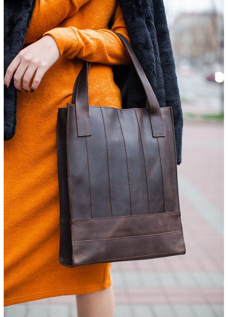 Шкіряна жіноча сумка Бетсі темно-коричнева BlankNote шоппер (348359236)