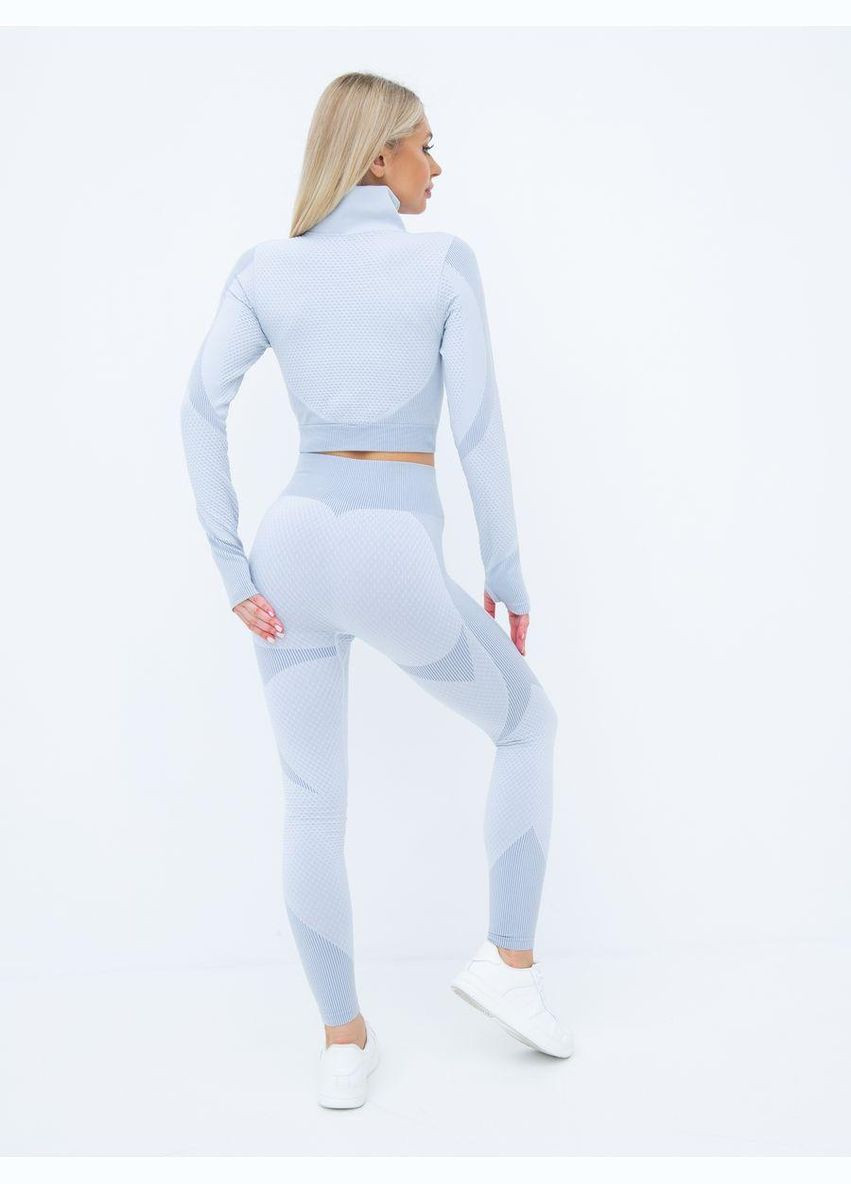 Спортивный костюм тройка (рашгард, топ и леггинсы) светло-серого цвета, размер XL Trends (330757055)