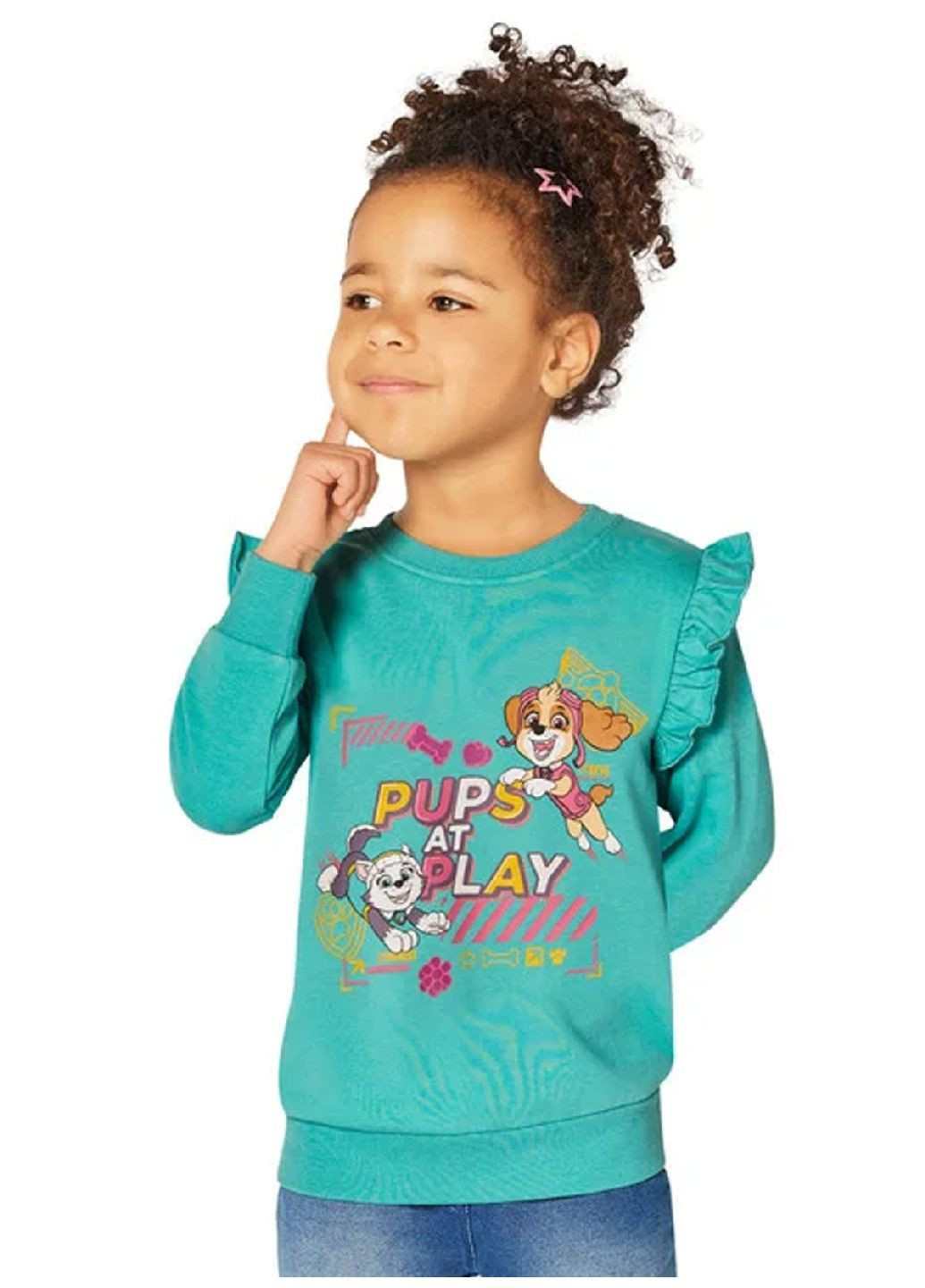 Disney світшот двунитка для дівчинки щенячий патруль 461541 бірюза бірюзовий повсякденний бавовна, поліестер, трикотаж