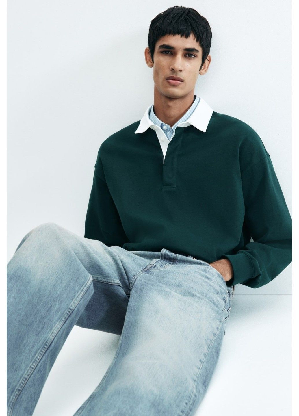 Чоловічі вільні прямі джинси Straight Loose Н&М (58577) W32 L32 Світло-сині H&M (364358562)