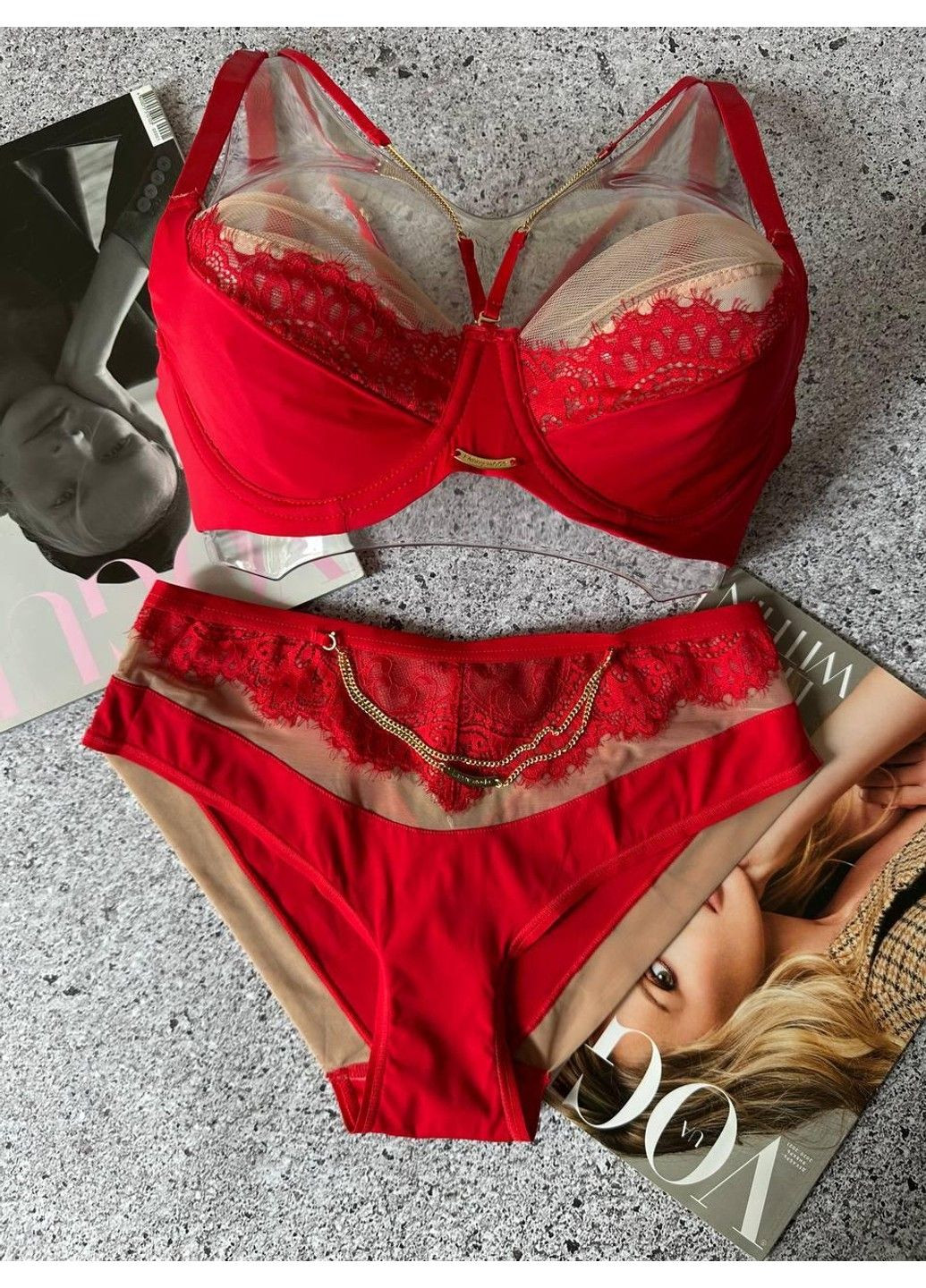 Красный комплект нижнего белья красный Lanny Mode