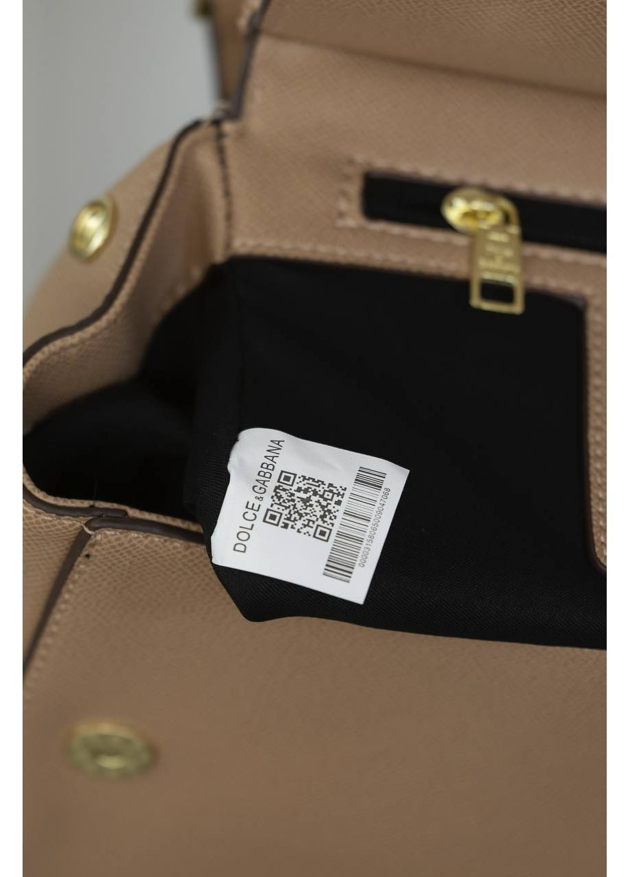 Шкіряна сумка жіноча Dolce Gabbana Sicily Handbag Beige/Gold класична бежева Дольче Габана кросс боді No Brand (369141426)