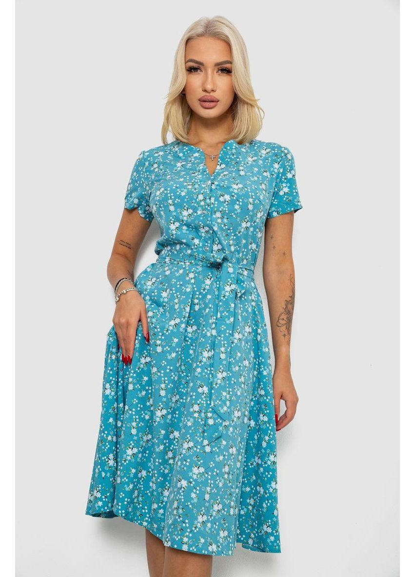 Бирюзовое платье софт с принтом, цвет оливковый, 230r1111 Ager