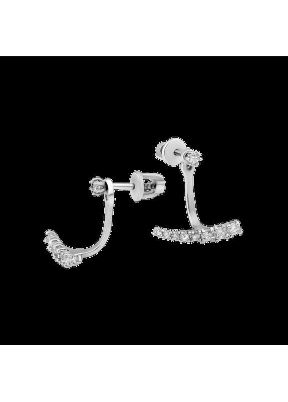 Срібні сережки пусети Царівна Лебідь з маленькими фіанітами No Brand (333705396)