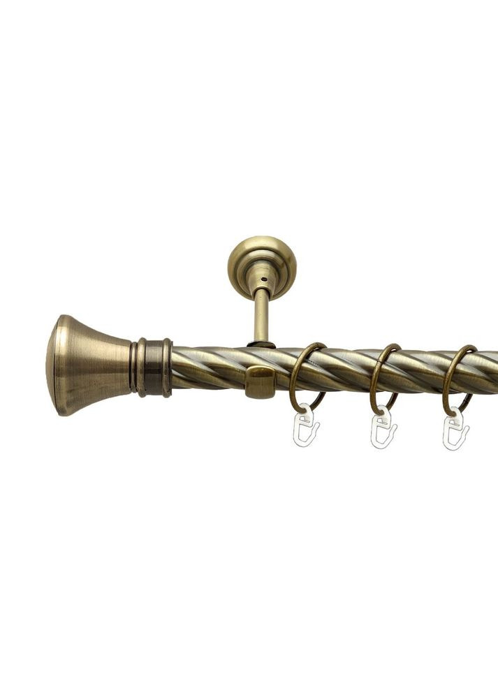 Карниз Люксор металевий однорядний відкритий скручена труба Антик 25 мм 200 см (00-00017704) ORVIT (300284438)