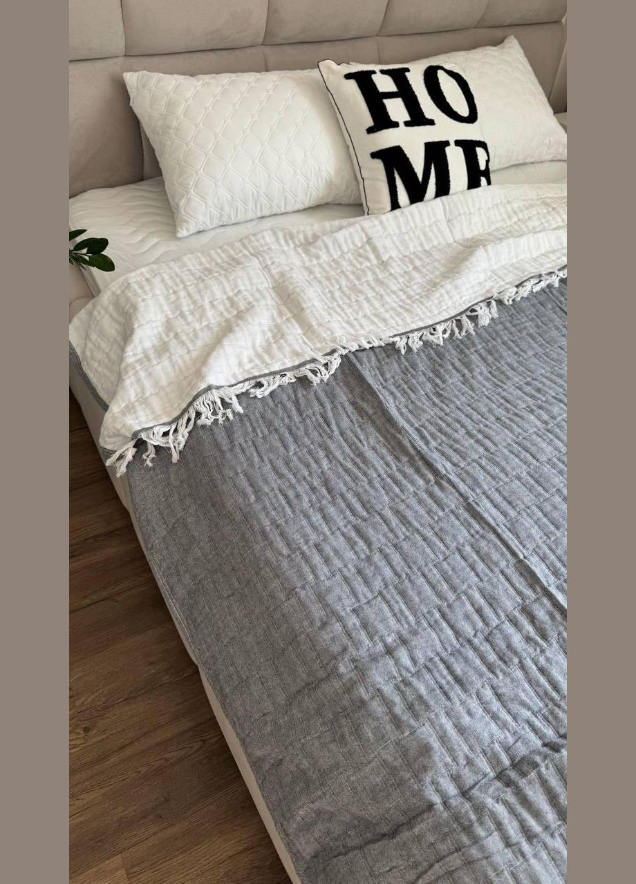 Муслиновое покрывало на кровать Евро 200х230 Серый (П4К-muslin25-0010-01) No Brand (342097350)