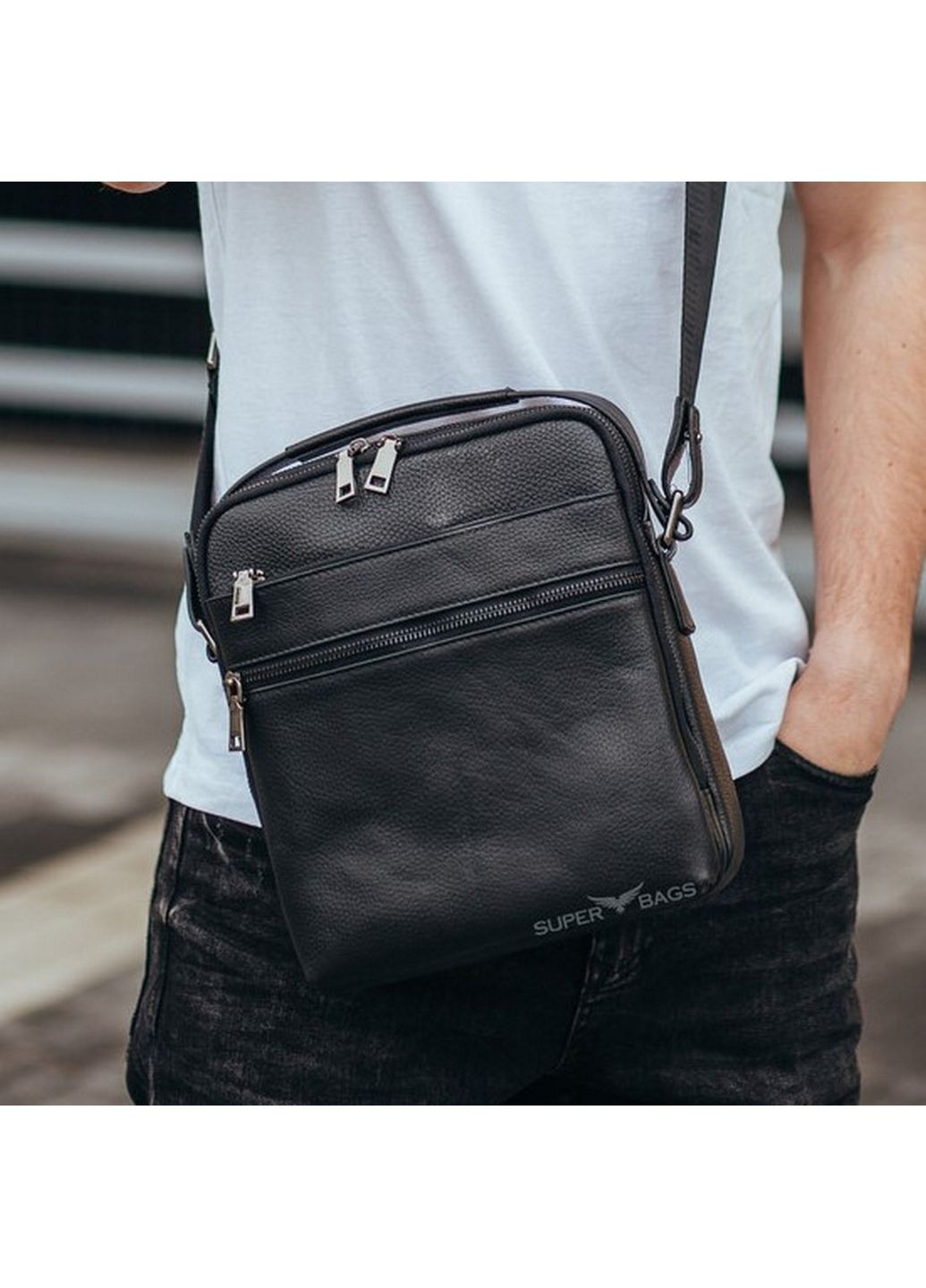 Мужская кожаная сумка 26х23х8 см Tiding Bag (315872365)