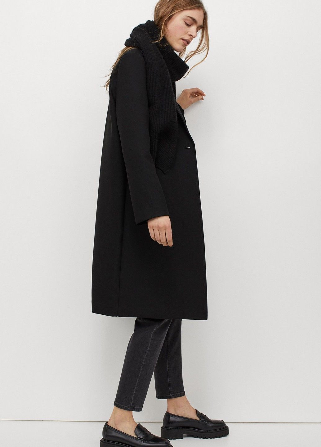 Черное демисезонное Пальто H&M