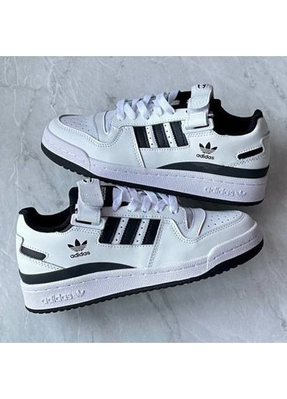 Кросівки жіночі і чоловічі Adidas Forum Low White Black | Адідас Форум низькі білі No Brand білі демісезони (362207190)