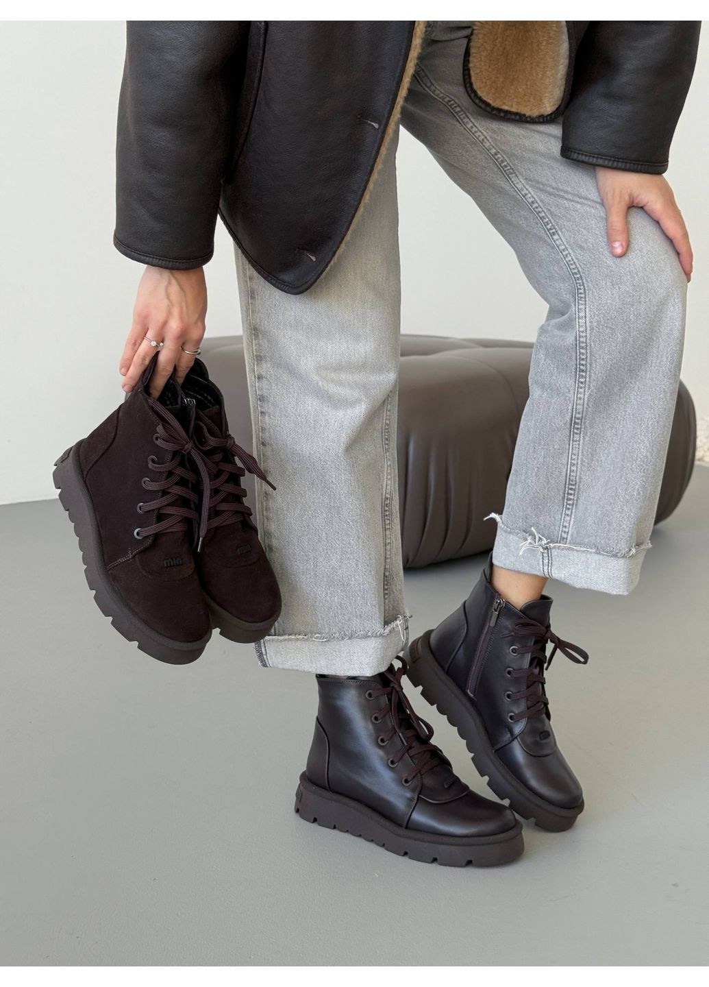 Зимние зимние ботинки Helen из натуральной замши