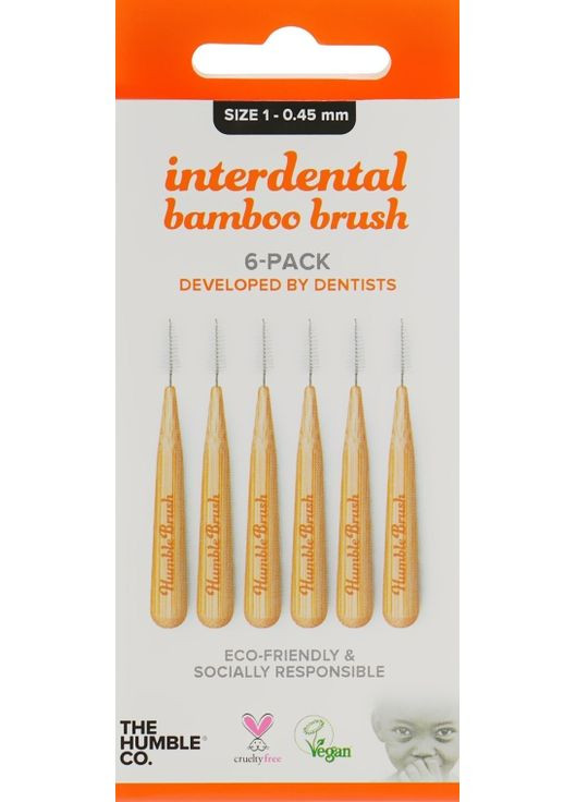 Міжзубні бамбукові йоржики, 0.45 мм - Humble Interdental Bamboo Brush Case 6шт (744414-33300) The Humble Co. (369131539)