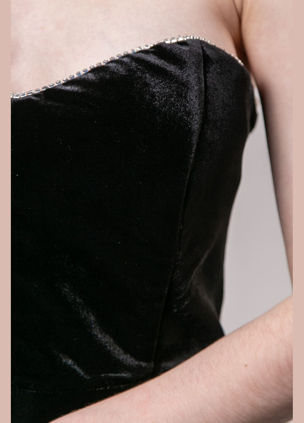 Черное праздничный, коктейльное, вечернее платье мини велюр корсетное CHICLY однотонное