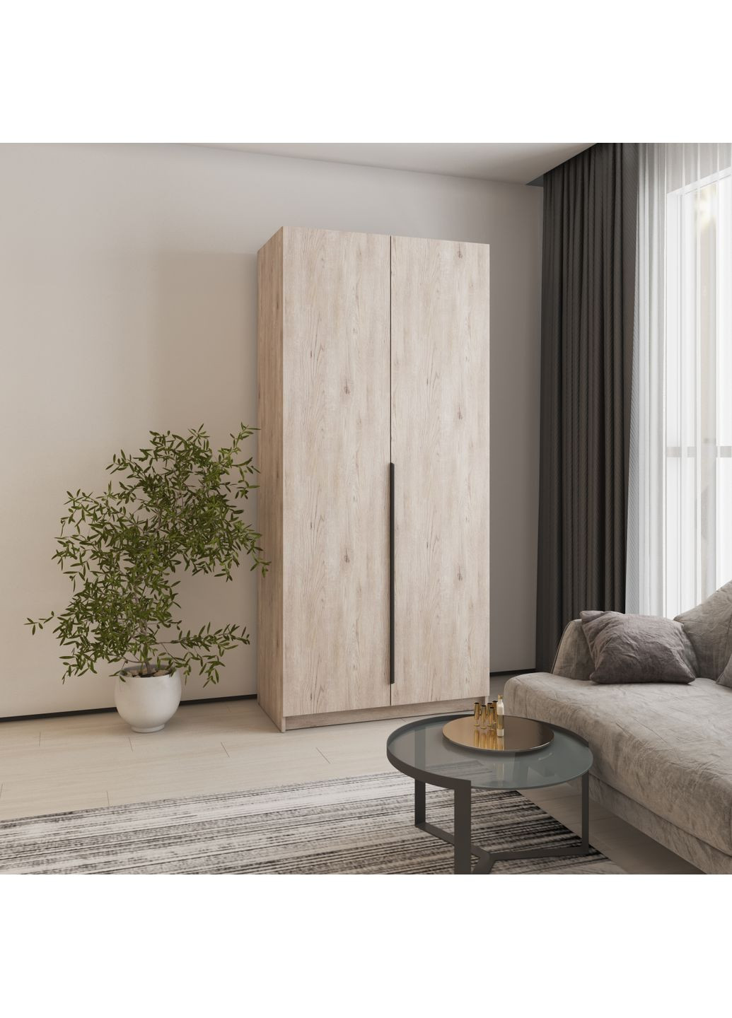 Шафа 2-дверна Оскар ДСП BG, стандарт 100x52x220 см Аляска сірий (MBS-4479) MebelStar (366427308)