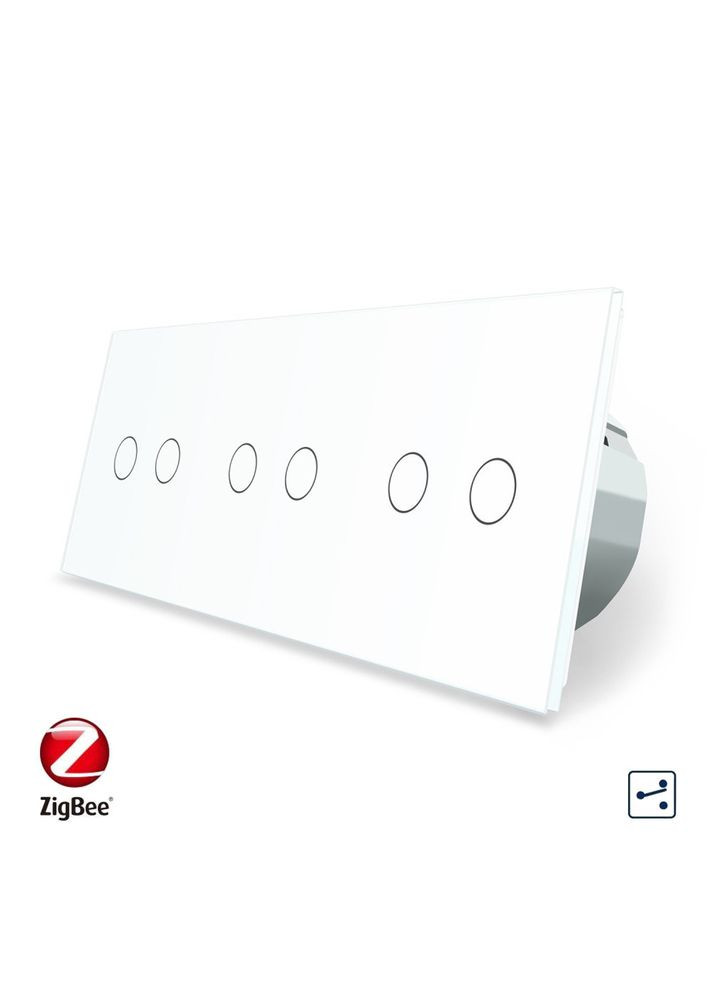 Умный сенсорный проходной/перекрестный выключатель 6 сенсоров (2-2-2) стекло (VL-C706SZ-11) Livolo (371777192)