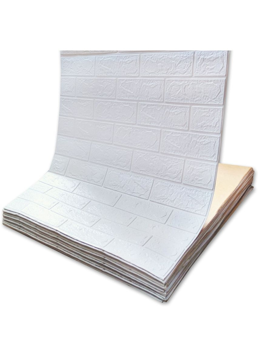 Самоклеющаяся декоративная 3D панель Под белый матовый кирпич в рулоне 3080х700х3 мм 3D Loft (300525900)