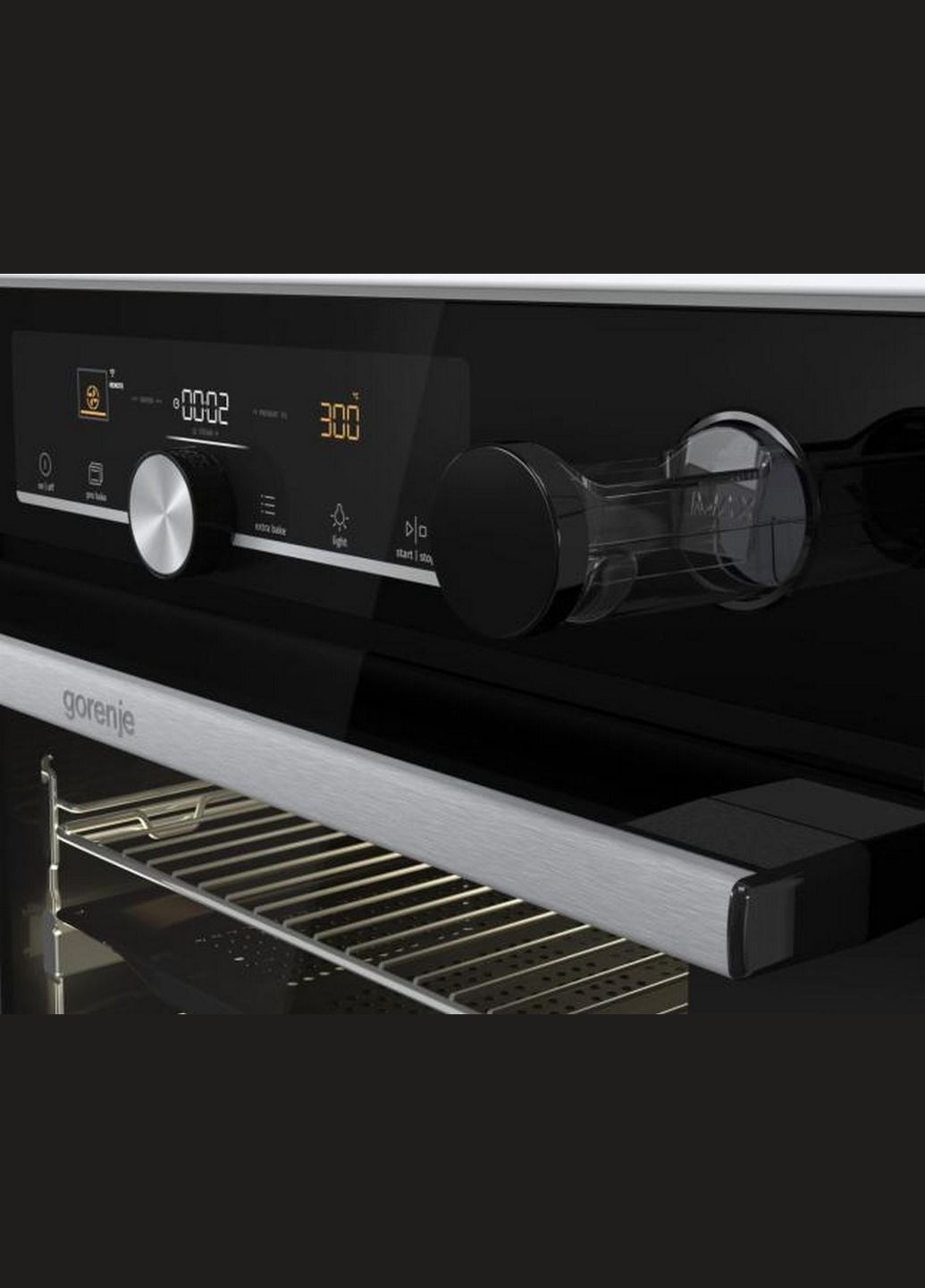 Духова шафа електрична, 77л, A+, TouchFree, пара, дисплей, Wi-Fi керування, піроліз, готув. на різн рівнях, нерж Gorenje (322560816)