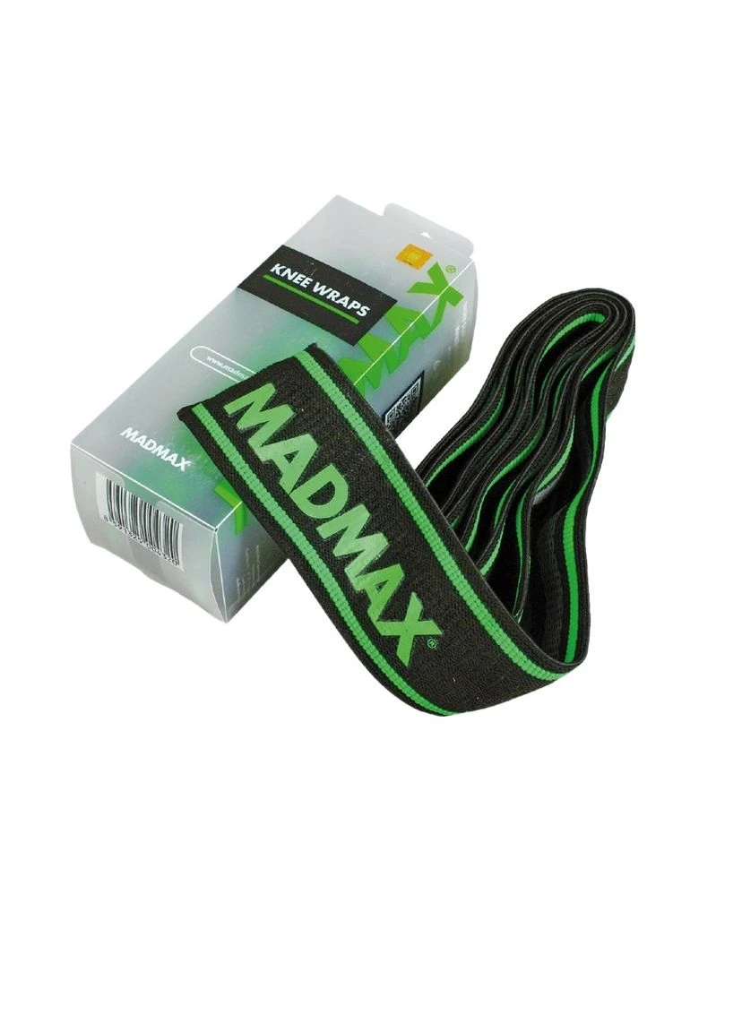 Оригинал! Бинты на колени MadMax MFA-299 Non slide & slip knee wraps 2.0m Black/Green Mad Max (398848826)