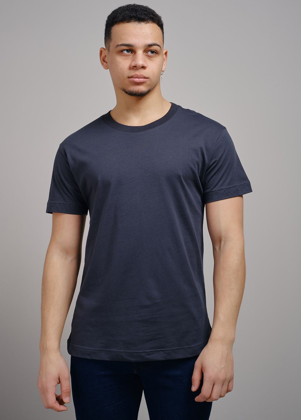 Синяя футболка мужская базовая серо-синяя 102934 Power