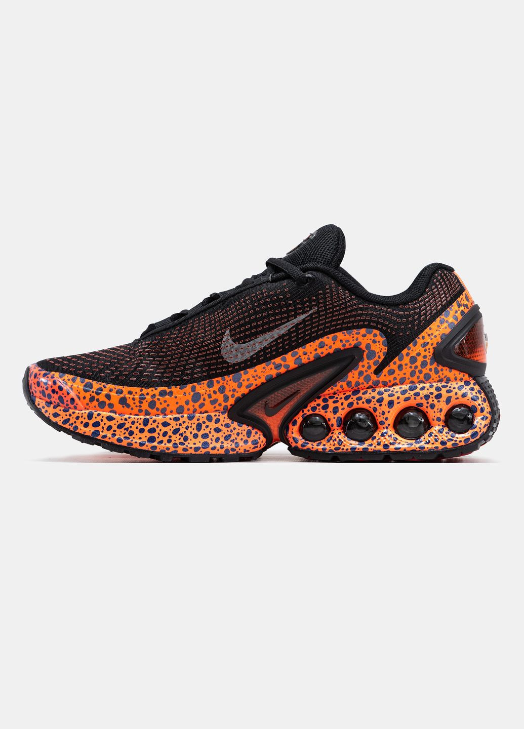 Черные всесезонные кроссовки мужские и женские nike air max dn safari black orange | найк аир макс дн черные оранжевые No Brand