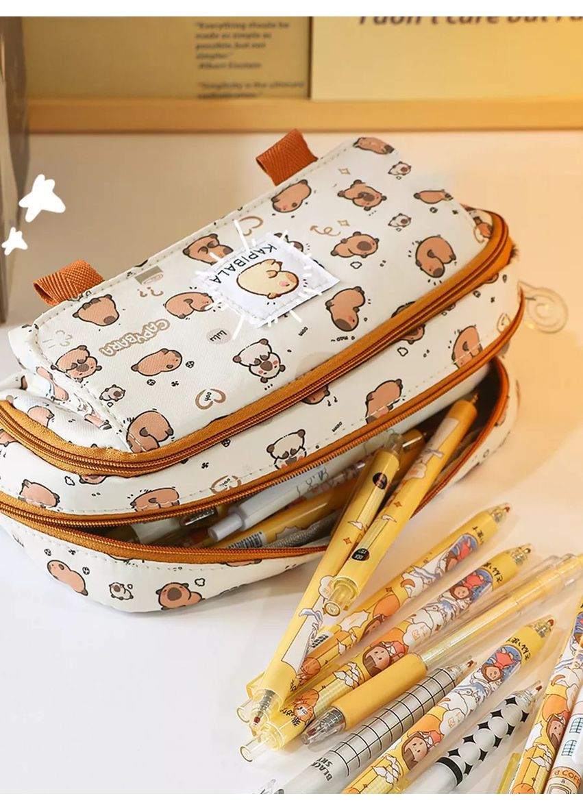 Шкільний пенал-органайзер capybara з капібарами значок у подарунок No Brand (352296967)