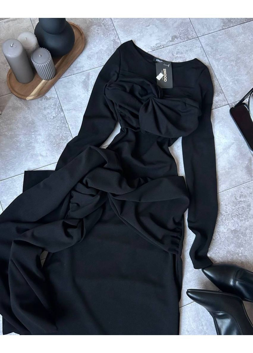 Черное праздничный, коктейльное, вечернее женское элегантное платье силуэтная Avanti однотонное