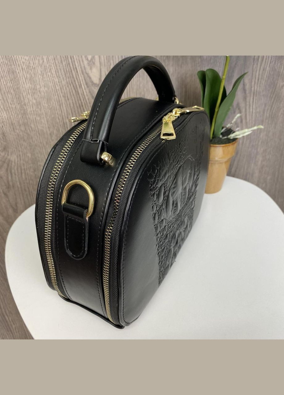 Жіноча міні сумочка клатч під рептилію з плечовим ременем чорна (sku_953) No Brand (330576342)