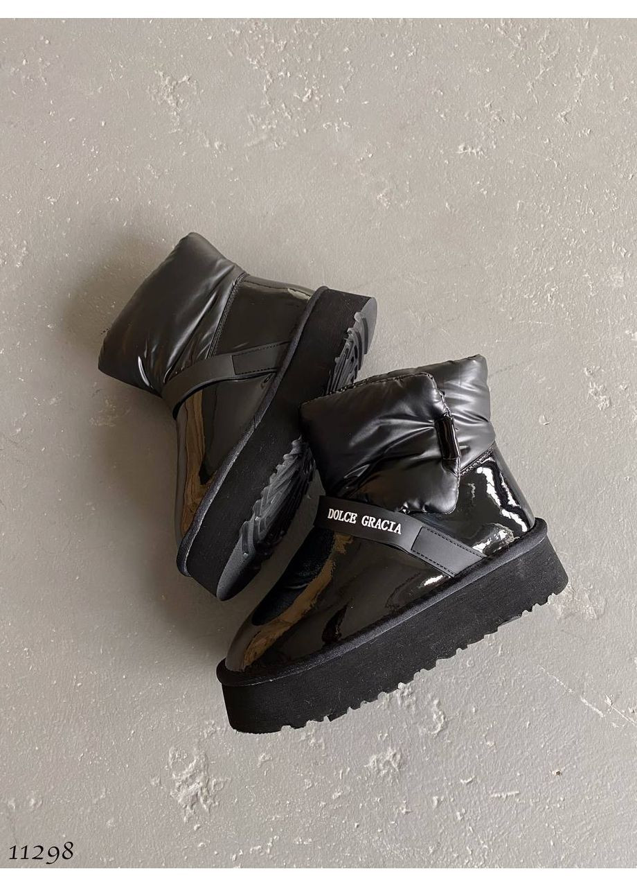 Дутики чорні лаковані No Brand (369628790)