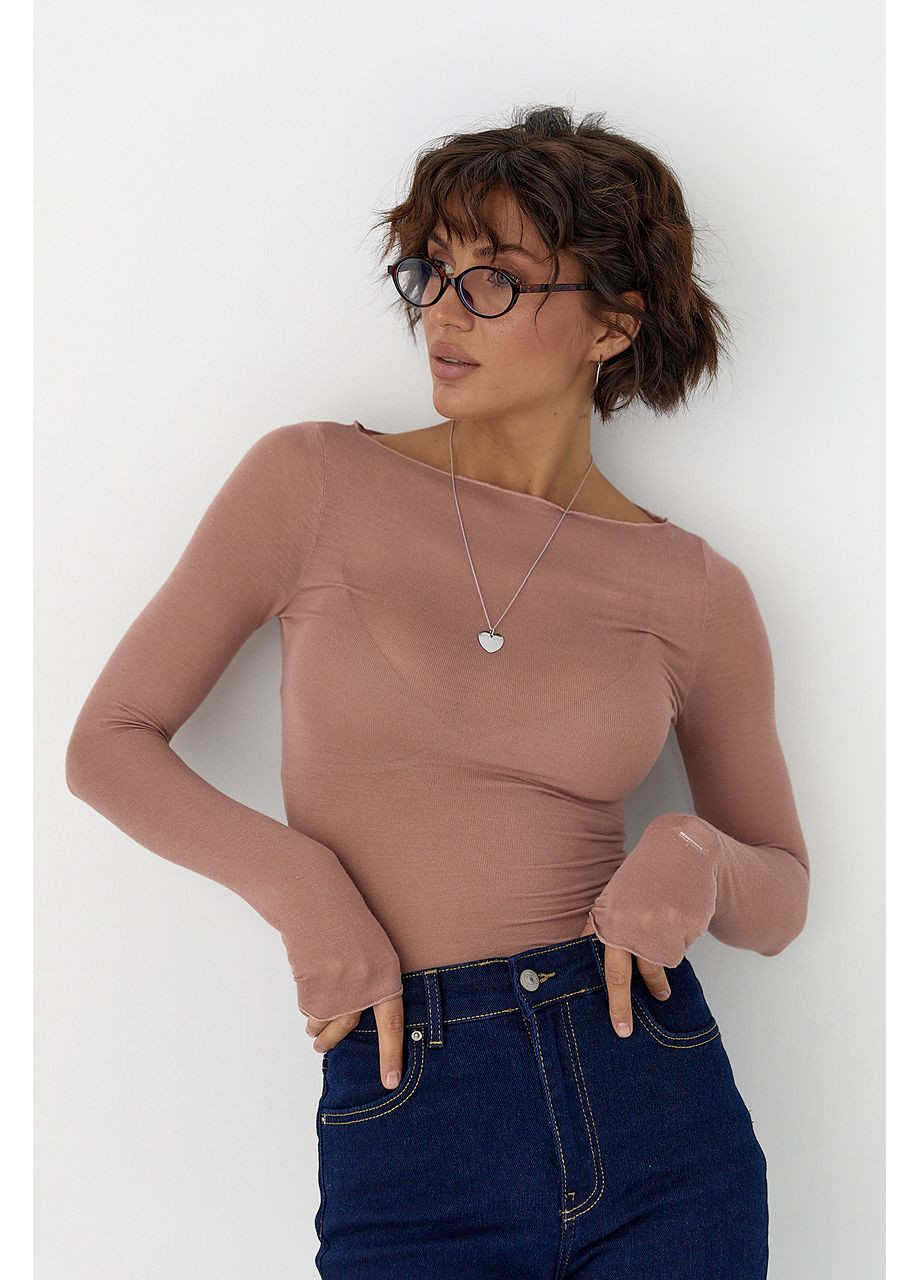 Приталенный лонгслив в сетку No Brand (361045291)