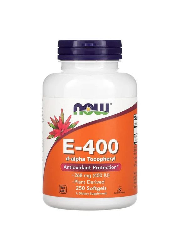 Витамин E Natural (Vitamin E) 400 МЕ 250 капсул Now Foods (361118281)
