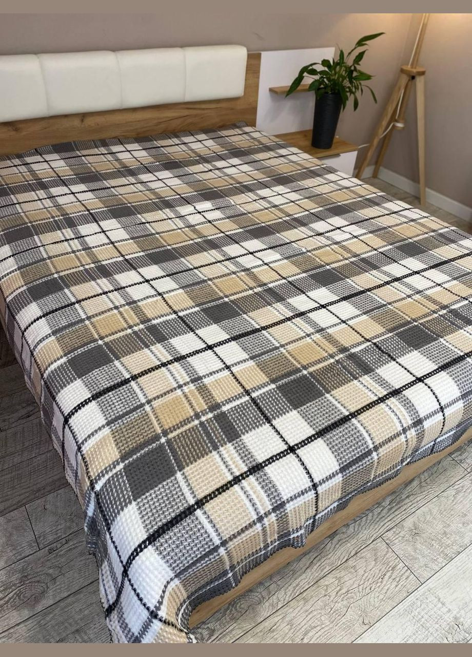 Плед Хлопок 180х220 Двуспальное Коричневый (П4КAksu-001-01) No Brand (308755369)