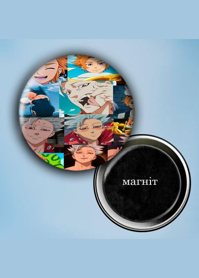 Фотомагніт (магніт на холодильник) Аніме Сім смертних гріхів #0005 56 мм чорний No Brand (309153568)