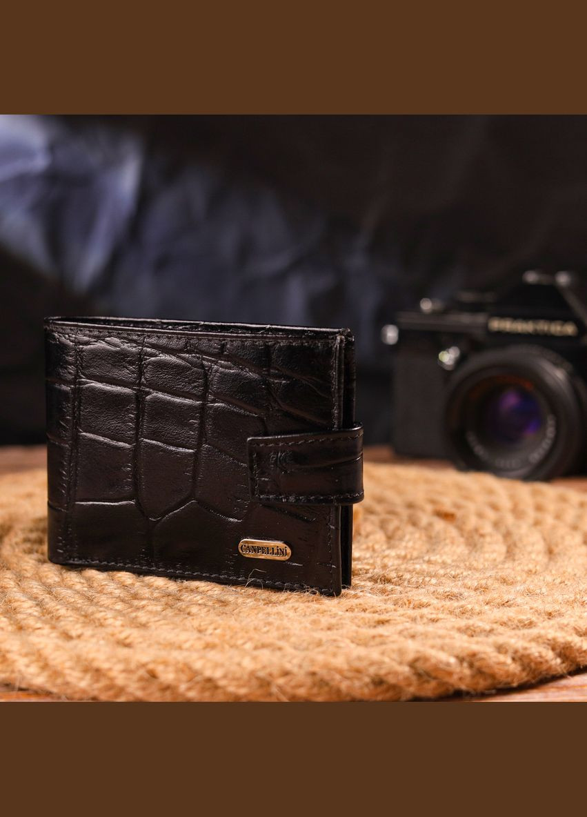 Гаманець чоловічий із натуральної фактурної шкіри 21511 Чорний Canpellini (298566765)