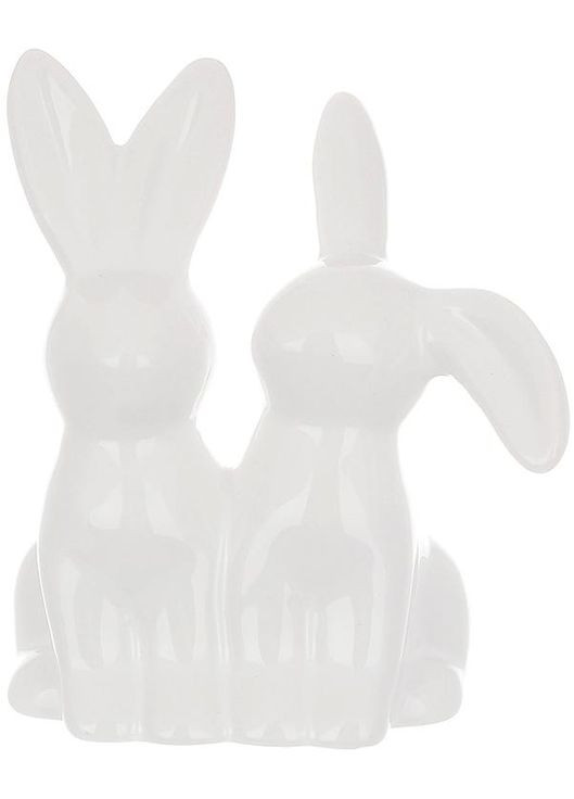Статуетка декоративна "Білі Кролики" 10х12см, кераміка Bona (372173843)