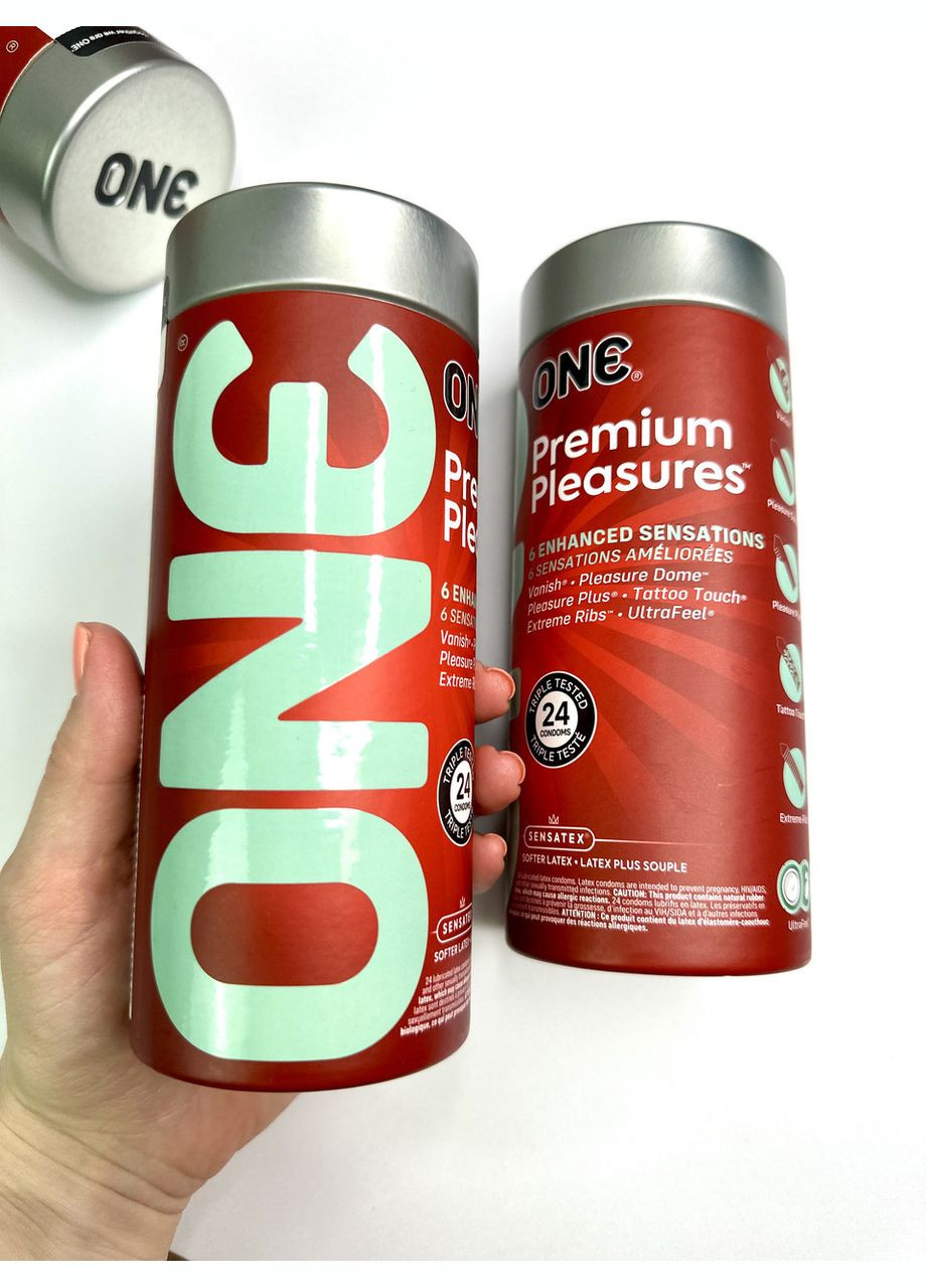 Презервативы Premium Pleasures 24 штук 6 разных видов (Vanish, Dome, Plus, Tatoo, Ribs, UltraFeel) One (303878582)