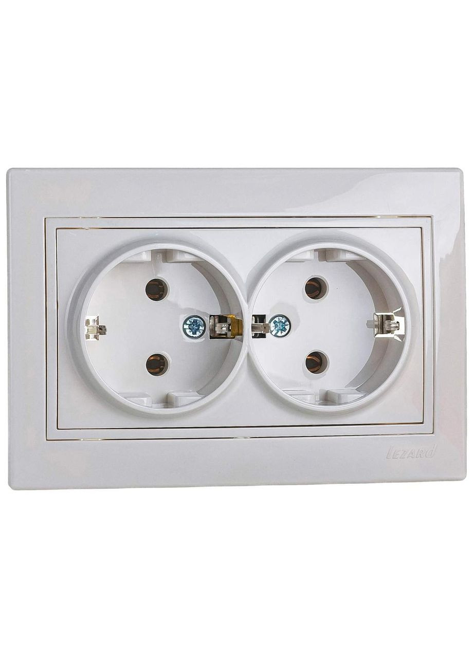 MIRA Розетка подвійна із заземленням білий з білою вставкою Lezard (361149685)