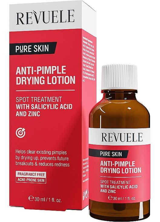 Лосьйон для підсушування прищів Pure Skin Anti-Pimple Lotion 30ml (1261306-138175) REVUELE (368616959)