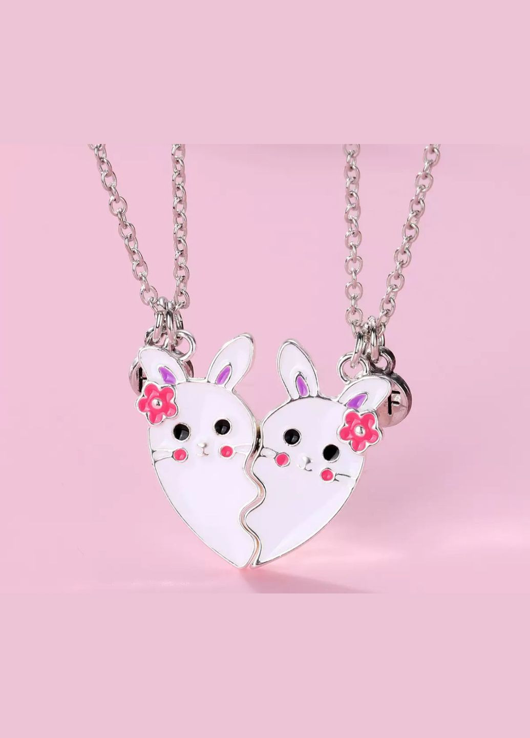 Парные кулоны "Зайчики" Серебристые No Brand (333162915)