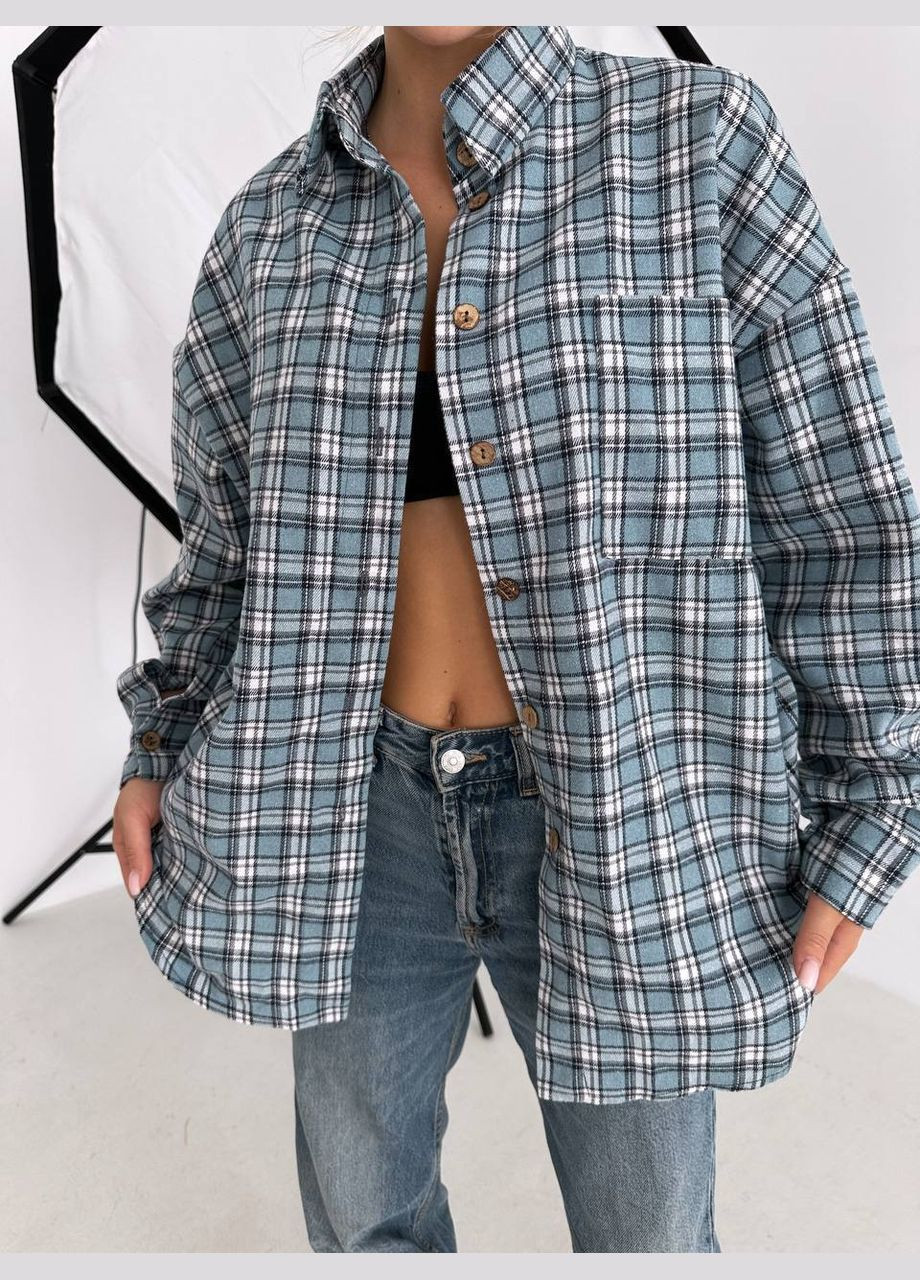 Голубой рубашка в клетку No Brand