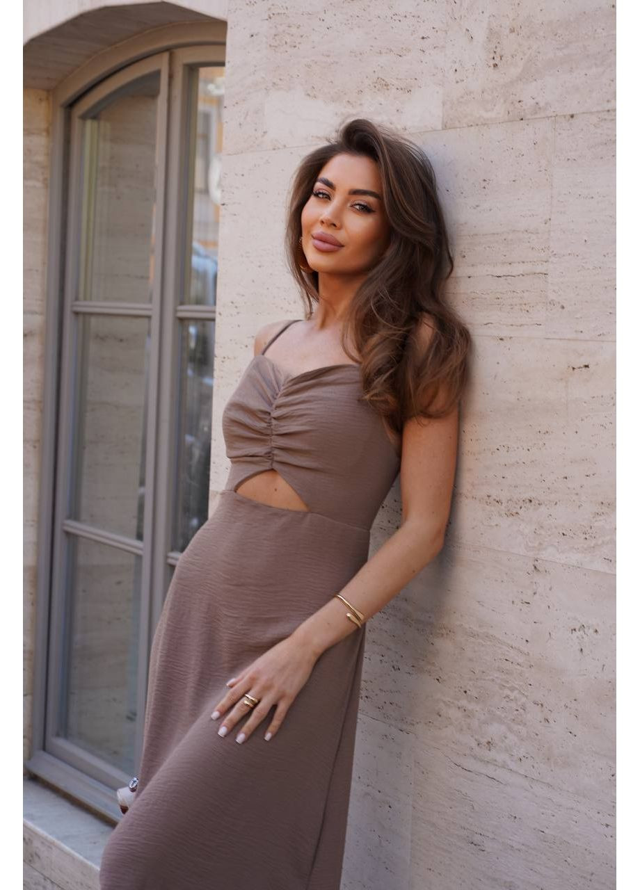 Коричнева повсякденний сукня — заміри в описі GD/GL Модний простір однотонна