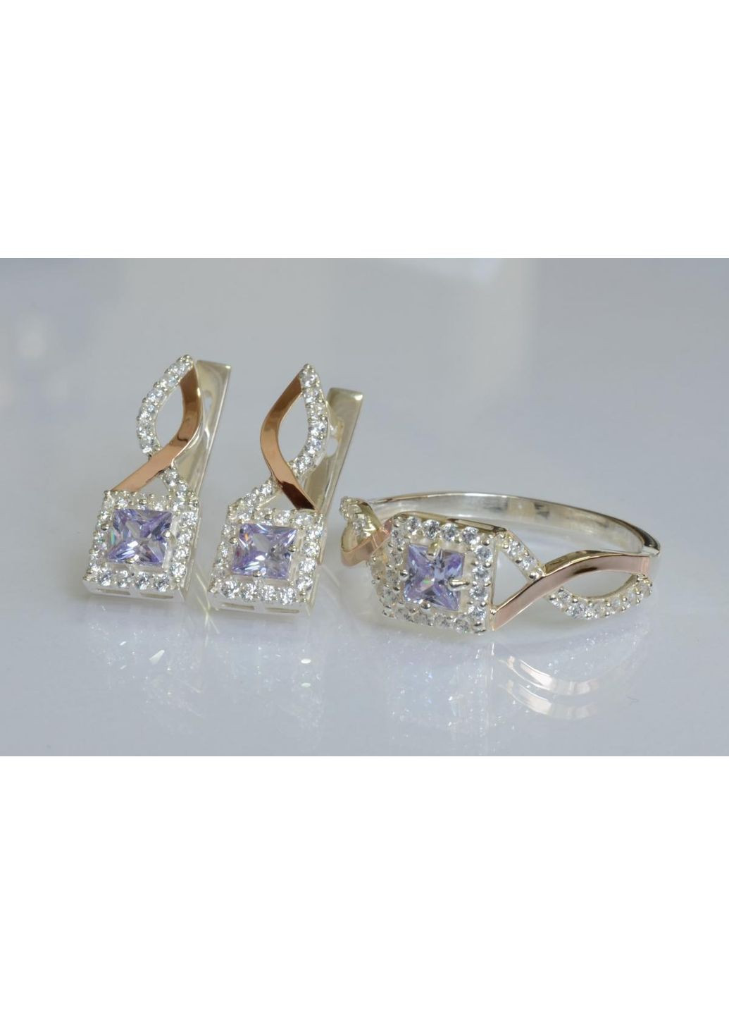 Срібний набір з золотими пластинами Silver Style (367112610)