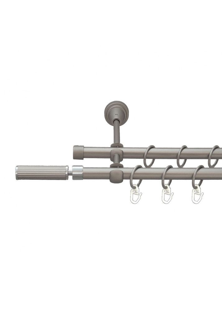 Карниз Галерія металевий дворядний відкритий гладка труба Сатин 16\16 мм 160 см (6098918) ORVIT (300799479)