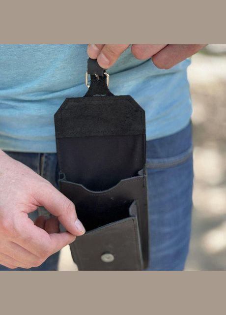 Сумка поясная на ремень мужская из натуральной кожи маленькая Черный 35143 TARWA (333300008)