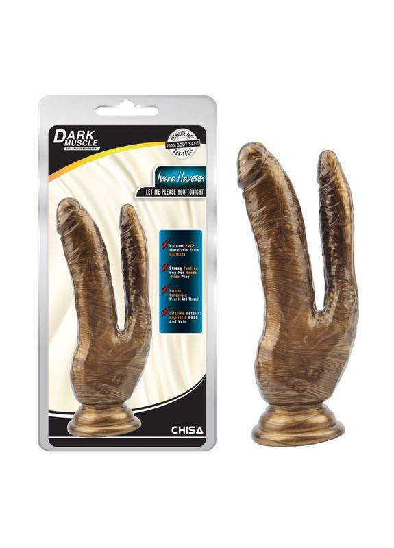 Фаллоимитатор двойной Dark Muscle Ivana Havesex на присоске, золотистый Chisa (303895476)