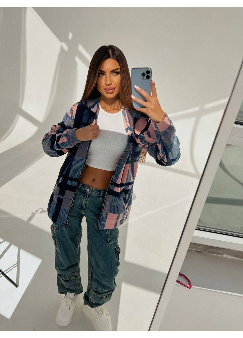 Жіноча кофта-сорочка оверсайз в клітинку MonCher (349453425)