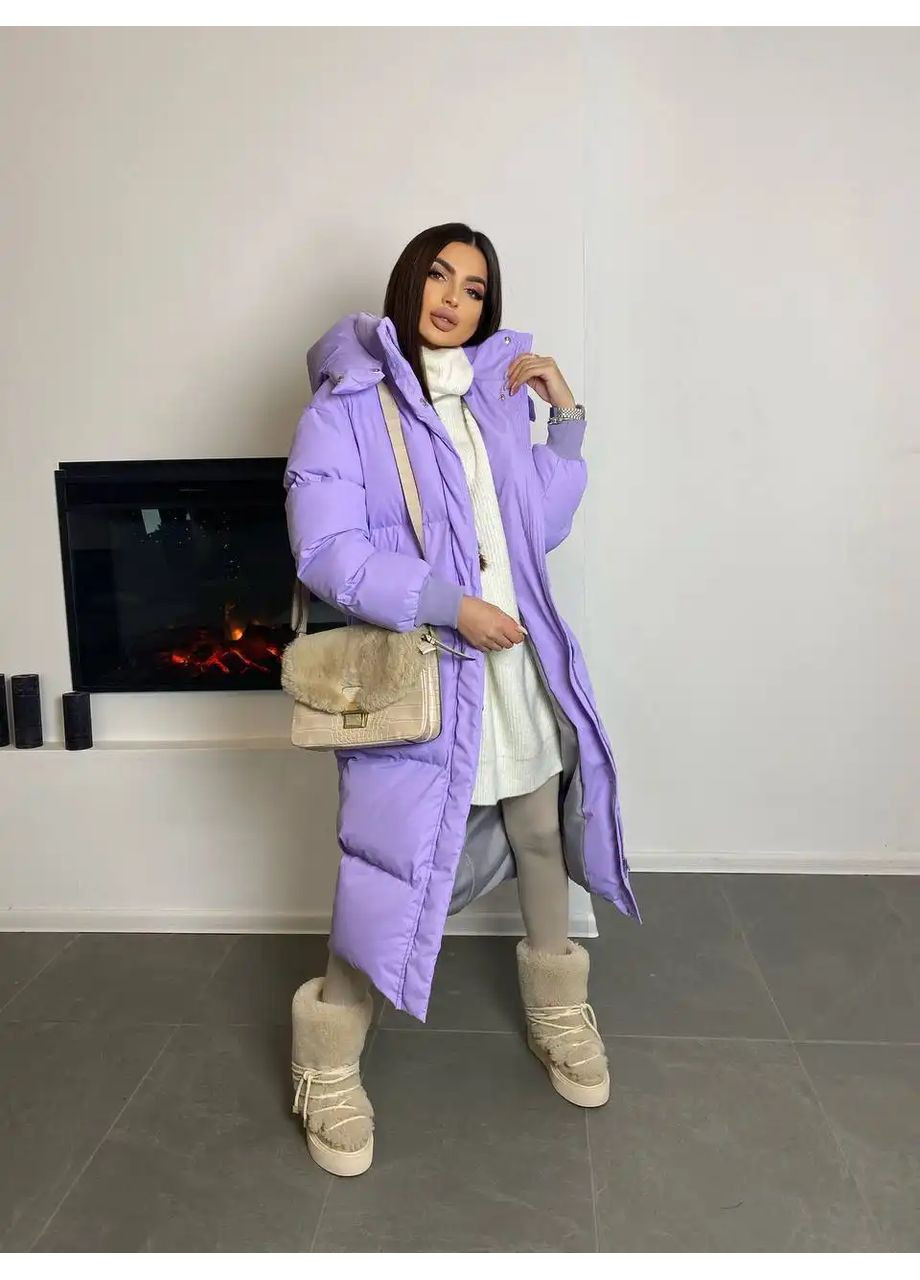 Сиреневый зимний Пуховик No Brand