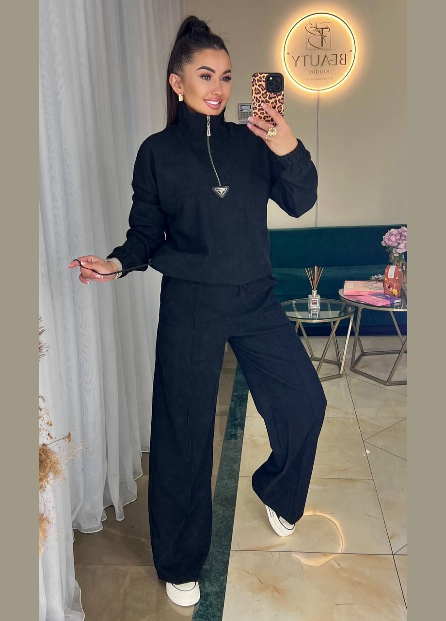 Костюм мікровельвет штани палаццо та кофта No Brand (345643576)