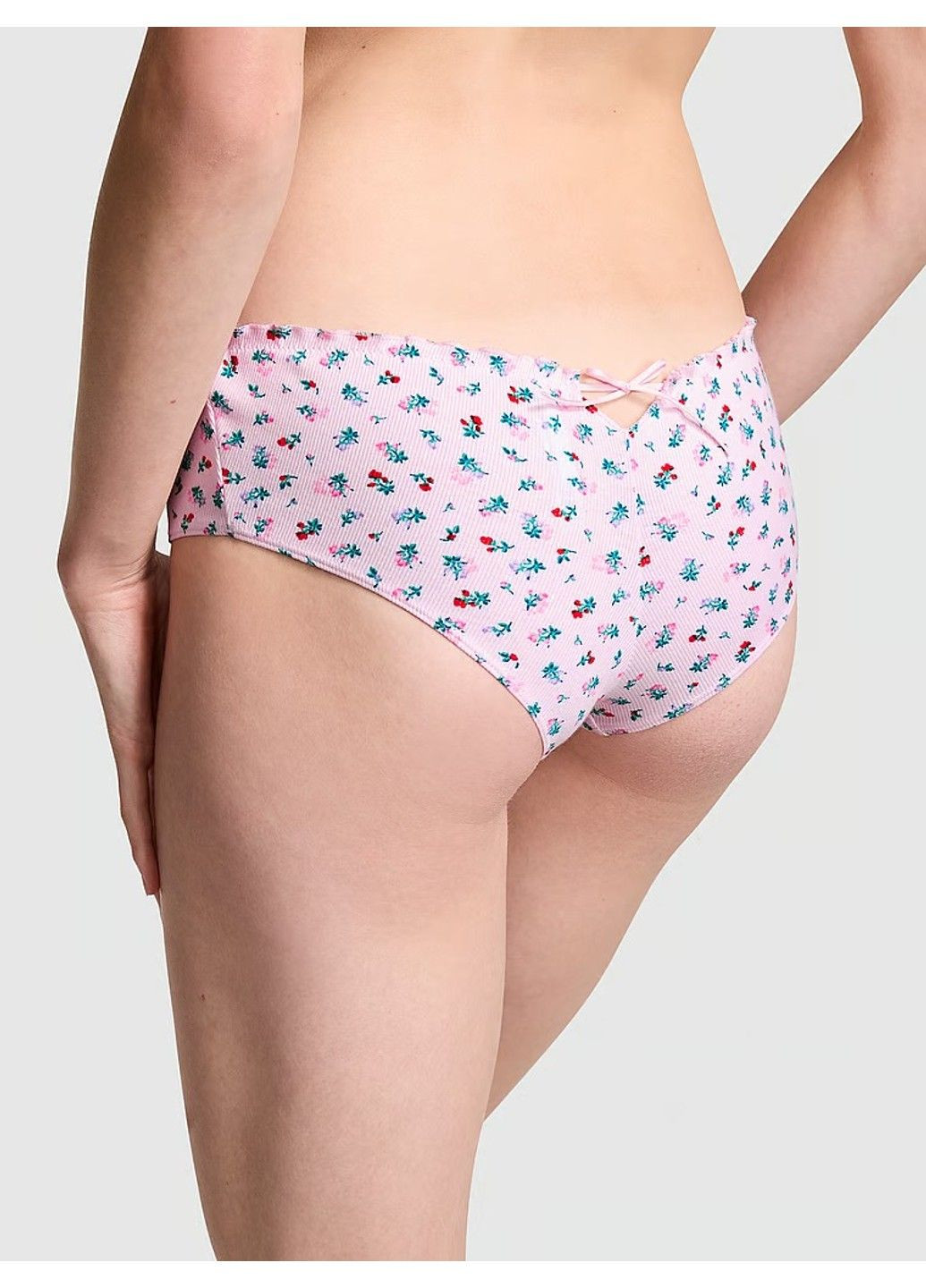 Трусики в рубчик PINK Cotton Back-Tie Cheeky Panty Victoria's Secret (332796308)