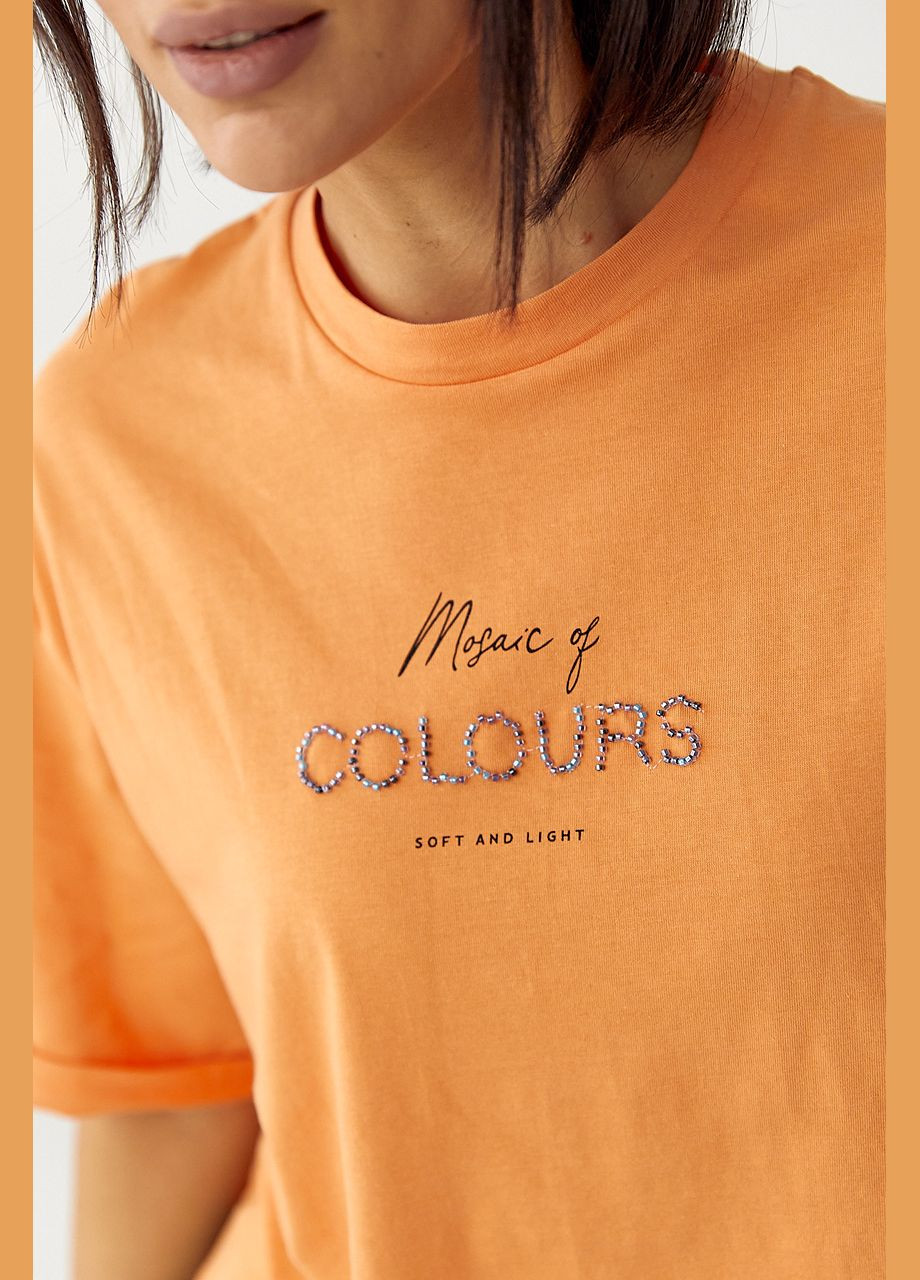 Футболка с надписью из бисера Lurex - (326065779)