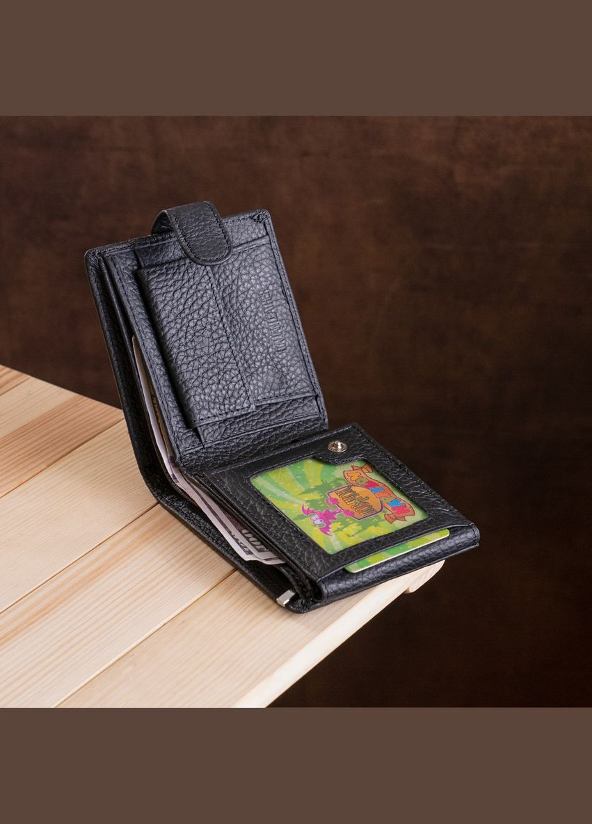 Чоловічий гаманець Шкіряний 18334 (ST102) Чорний st leather (306881713)